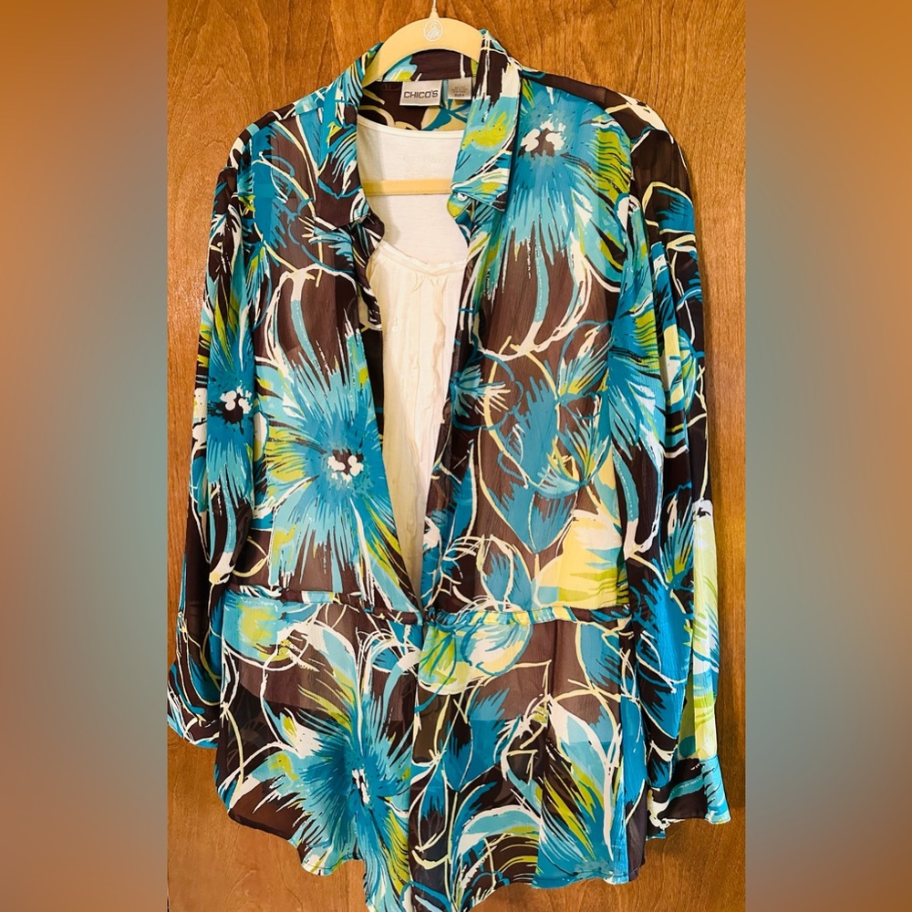 Chicos Long Button Down Blouse - image 7